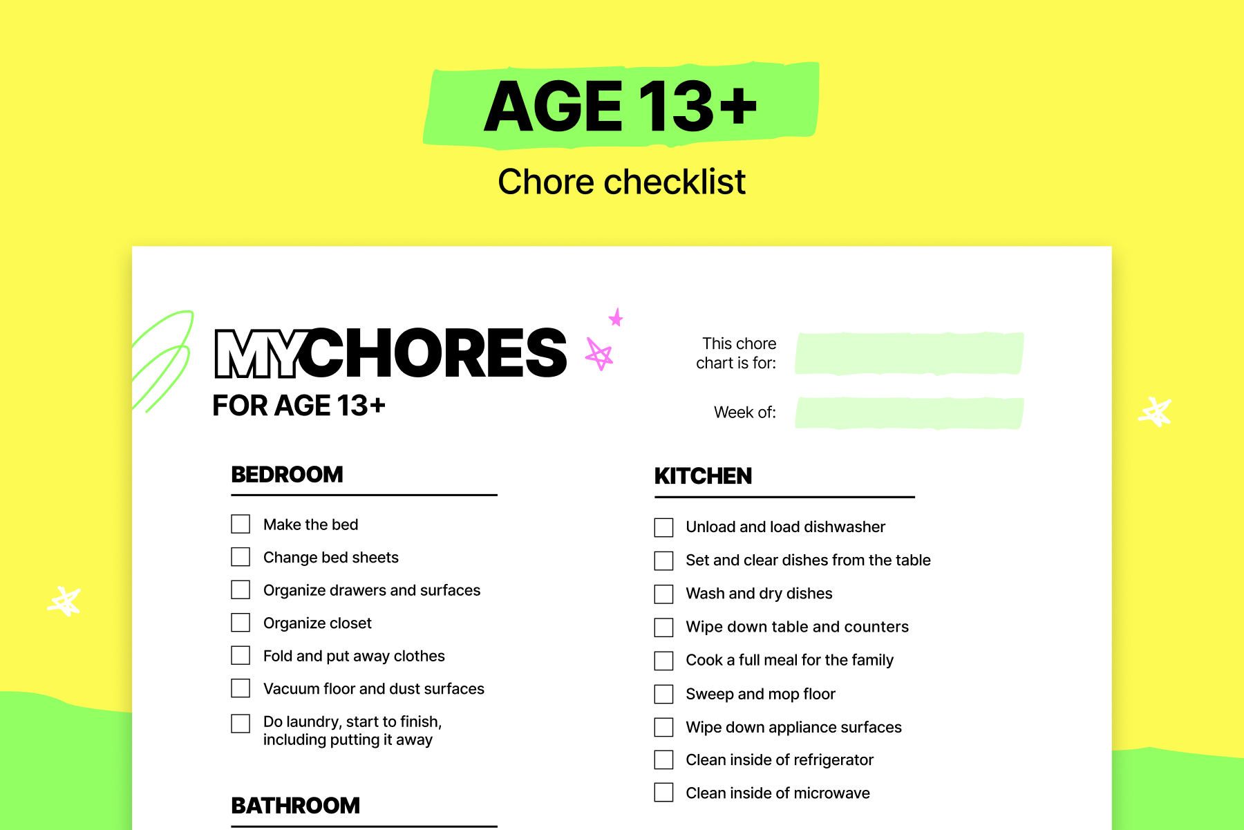 Chore Chart For Teens Free Printable That Works For Our Family The Savvy Sparrow