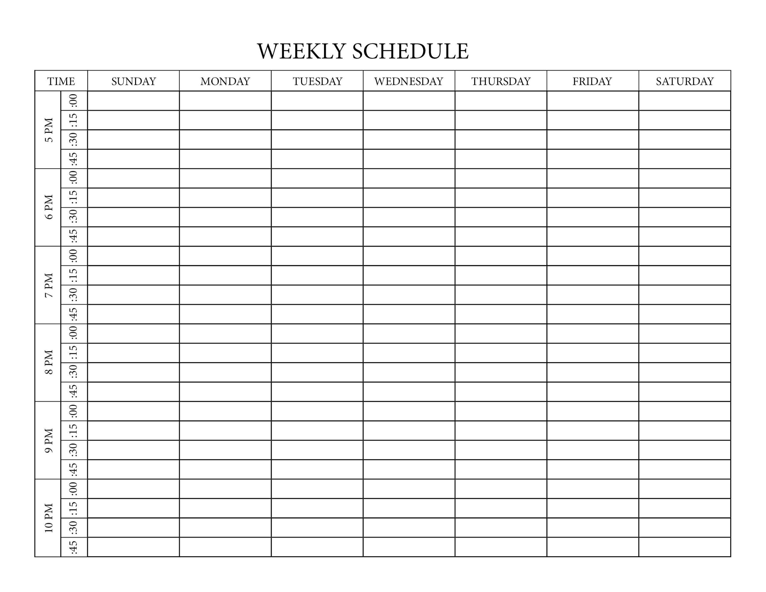 Weekly Calendar With 15 Minute Time Slots 13 Free PDF Printables Printablee