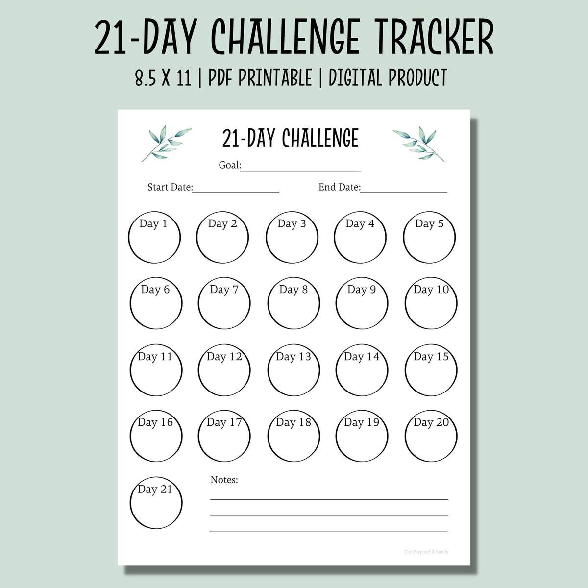 21 Day Challenge Tracker Printable Habit Tracker PDF Goal Tracker Fitness Tracker Etsy