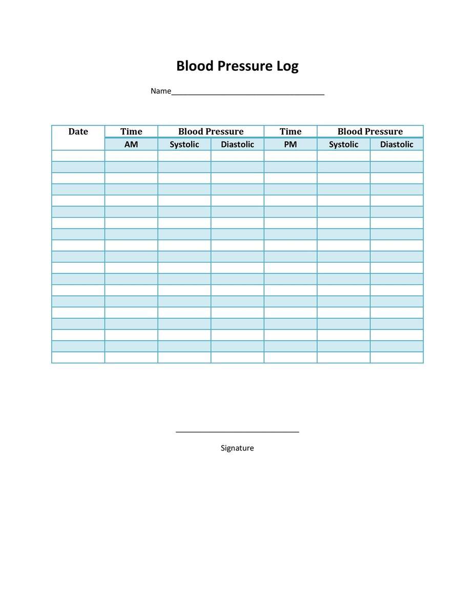 30 Printable Blood Pressure Log Templates TemplateLab