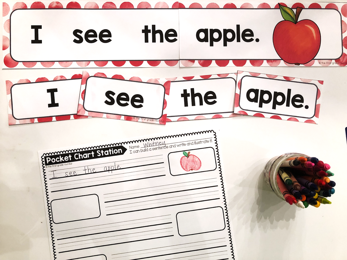Simple Sentences Pocket Chart Center For Kindergarten Kindergarten Creations