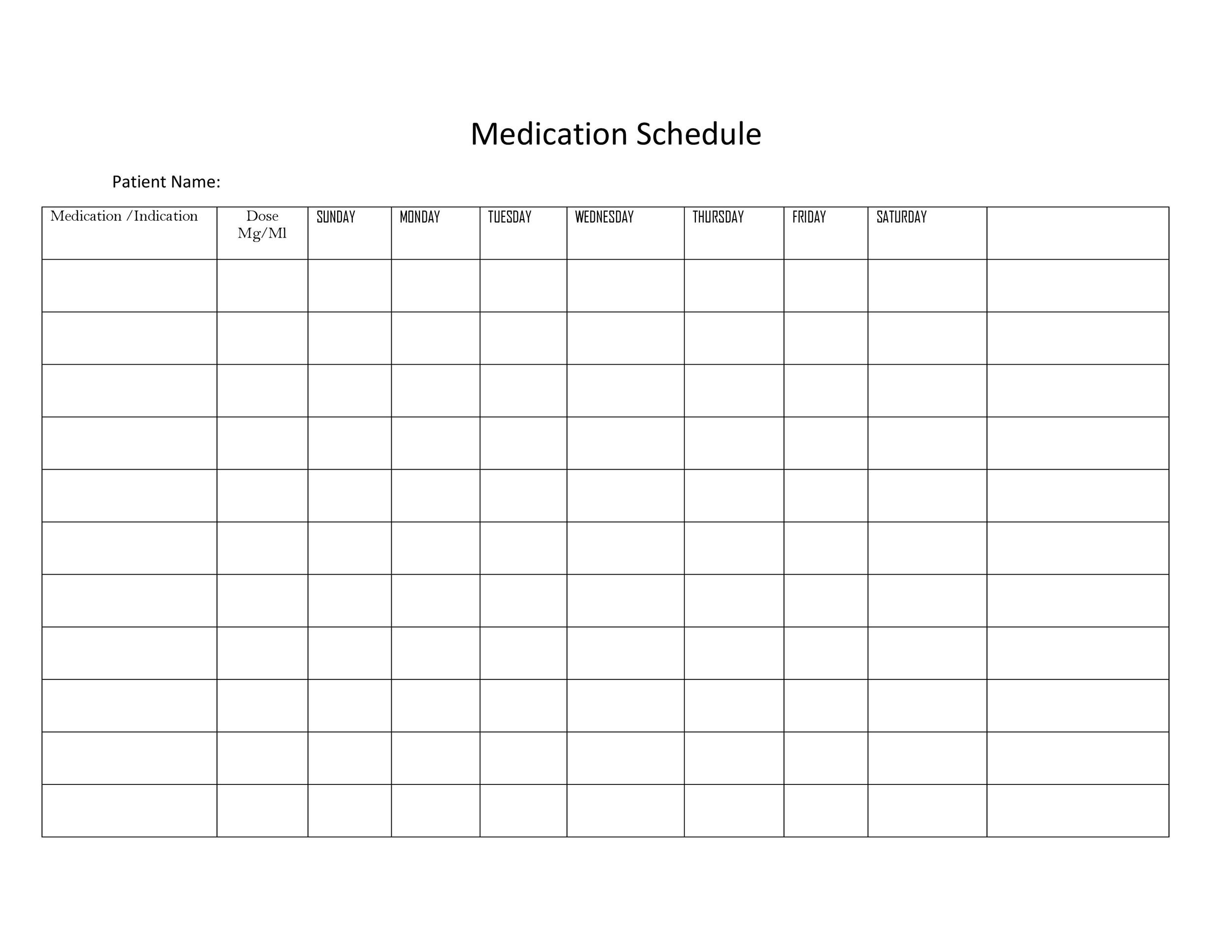 40 Great Medication Schedule Templates Medication Calendars Free Medication List Templates For Patients And Caregivers