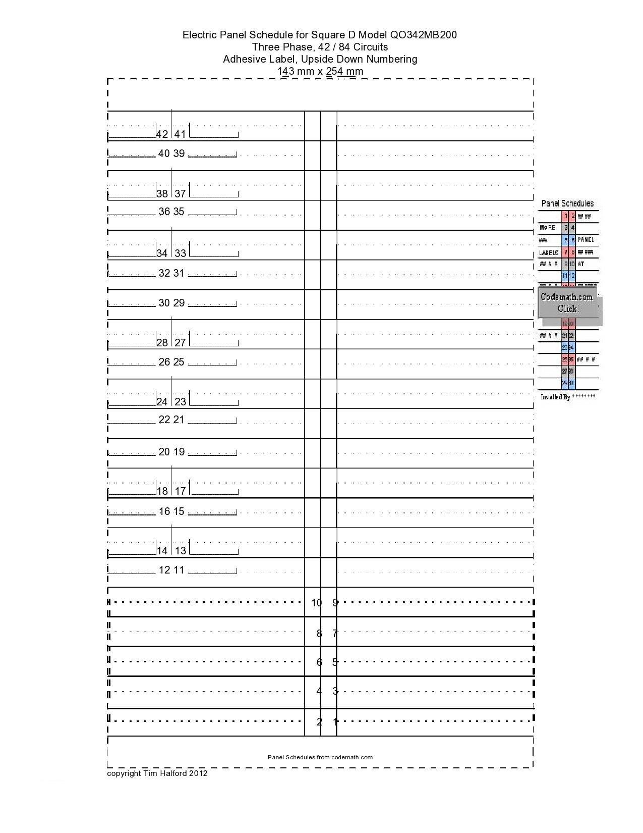 Print Online Electrical Panel Label Template PDFliner