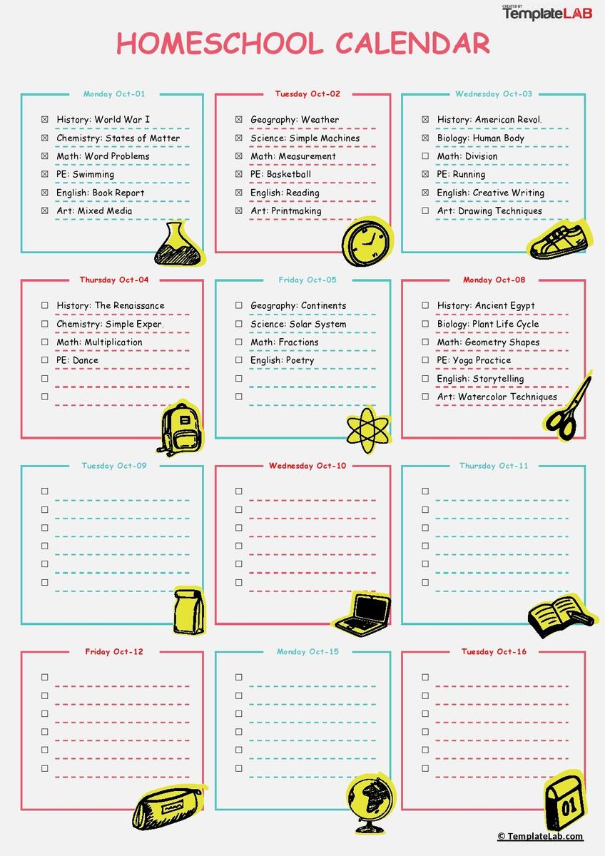 44 Editable Homeschool Schedule Templates FREE
