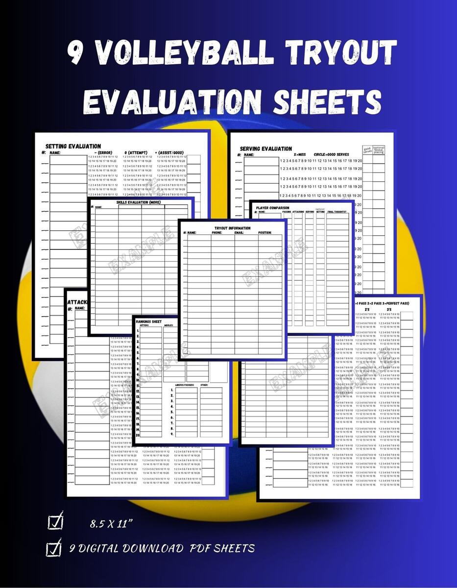 Volleyball Tryout Sheet Etsy