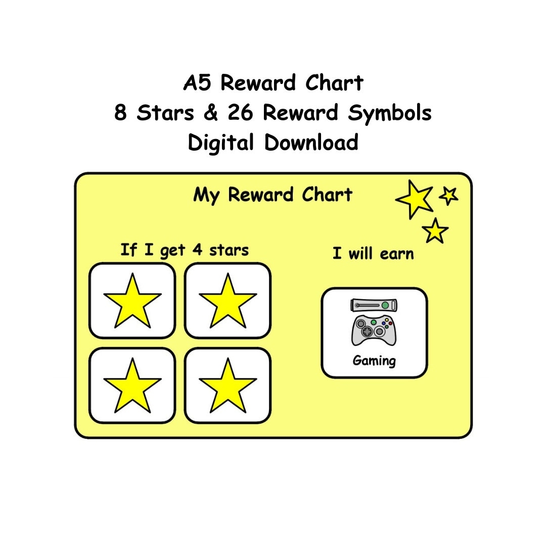 A5 Behaviour Reward Chart Printable 34 Symbols For SEN Visual Learners Autism Adhd Add Pre School Children Digital Download Etsy