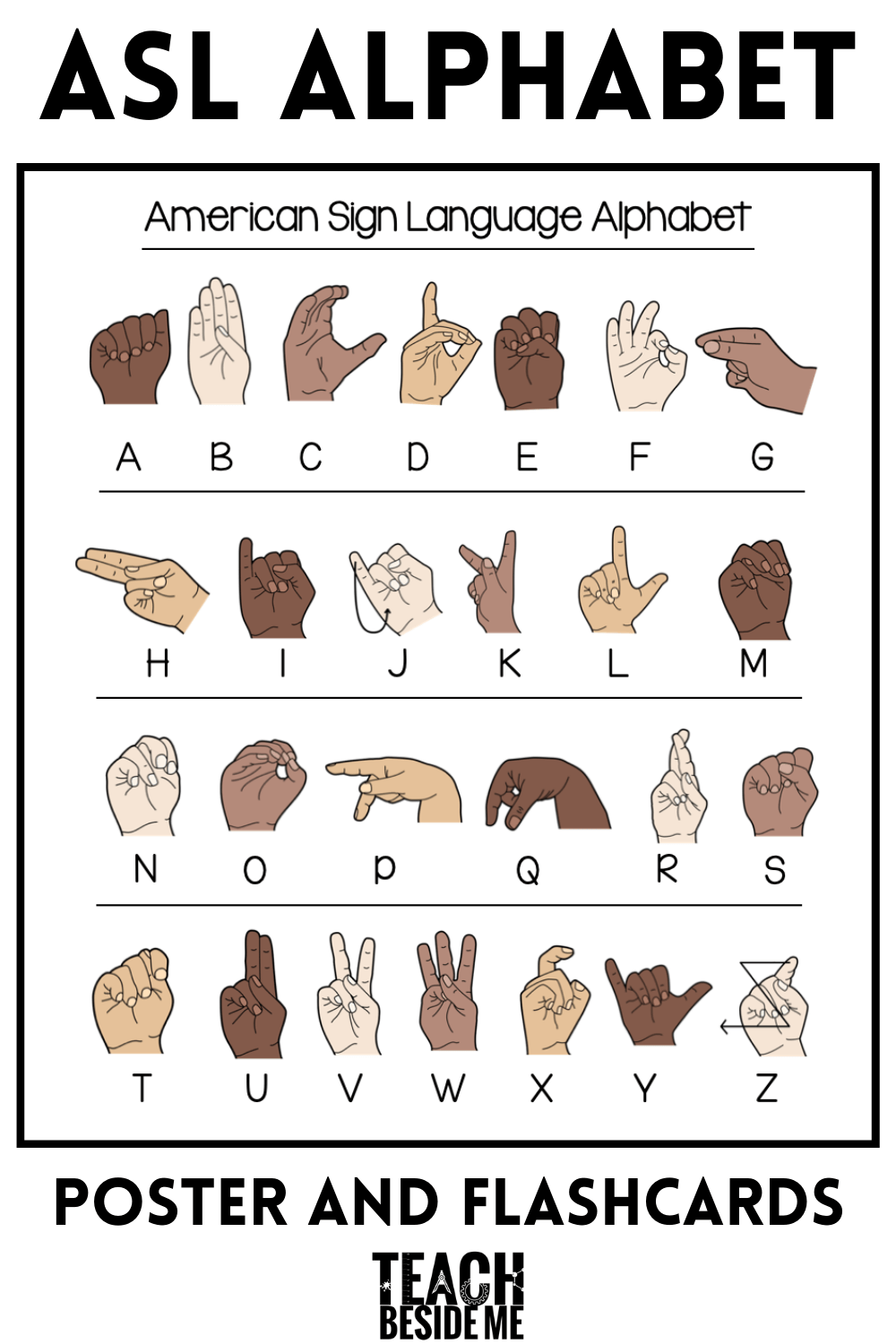 ASL Alphabet Printable Chart And Flashcards Teach Beside Me Printable Sign Language Letters Printable Party Favors