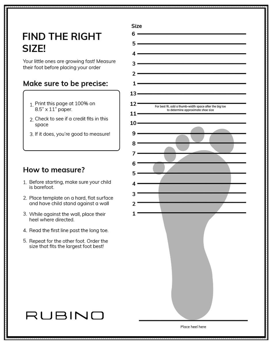 Baby Shoe Size Printable Measurement Chart Childrens Feet Measure Baby Foot Measurement