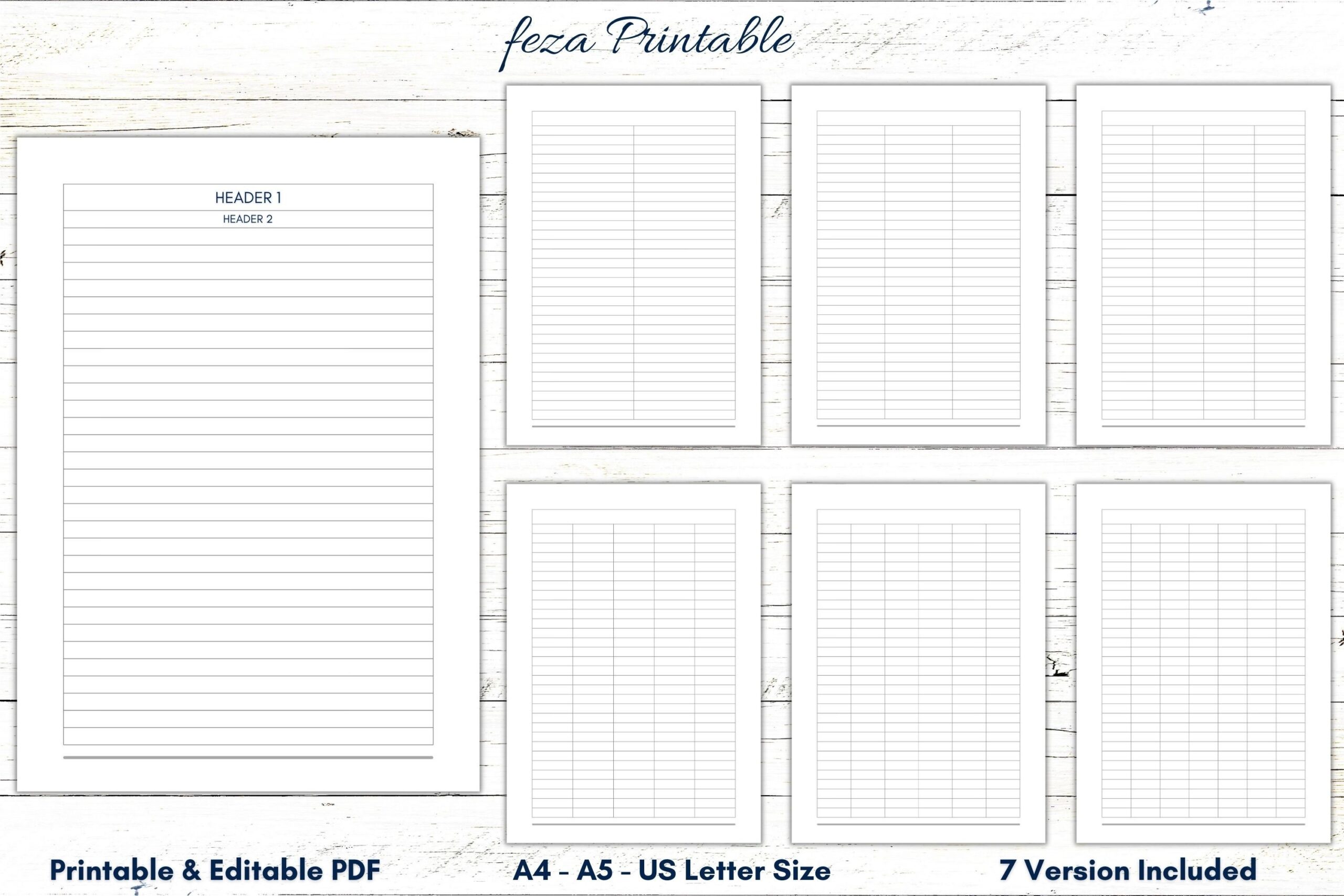 Blank Columns Chart Sheet Fillable Lined Table PDF Etsy