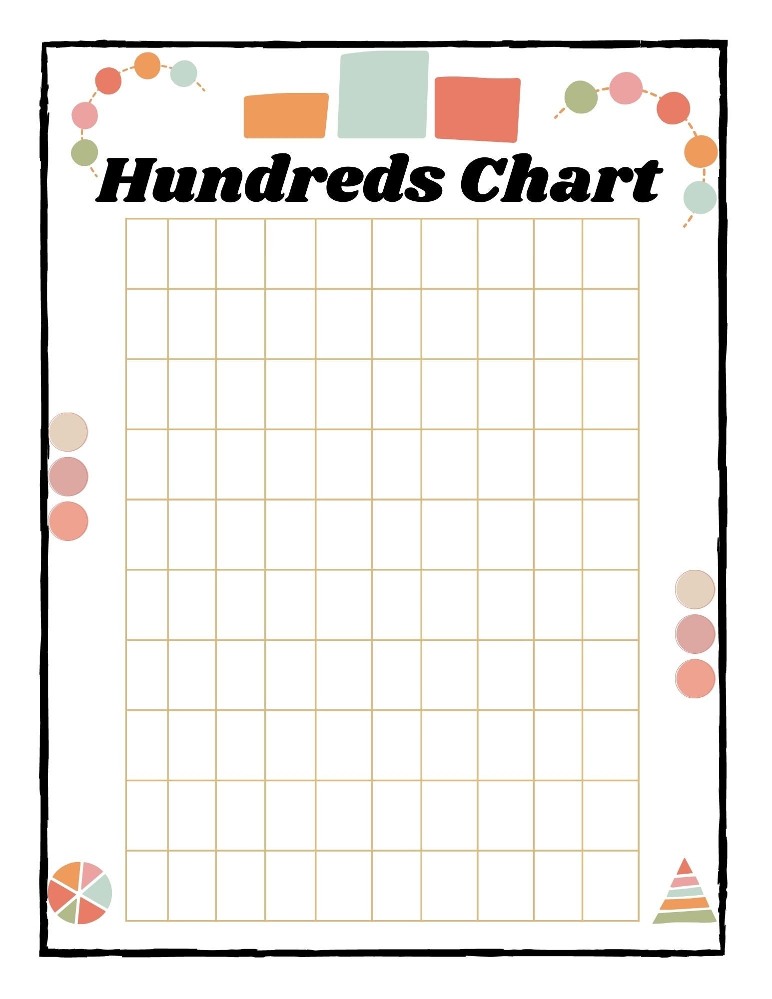 Blank Hundreds Chart Math Digital Printable Etsy
