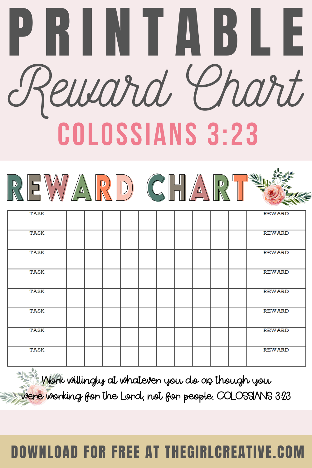 Blank Reward Chart Printable The Girl Creative Sunday School Attendance Cards Kids Bible Teacher