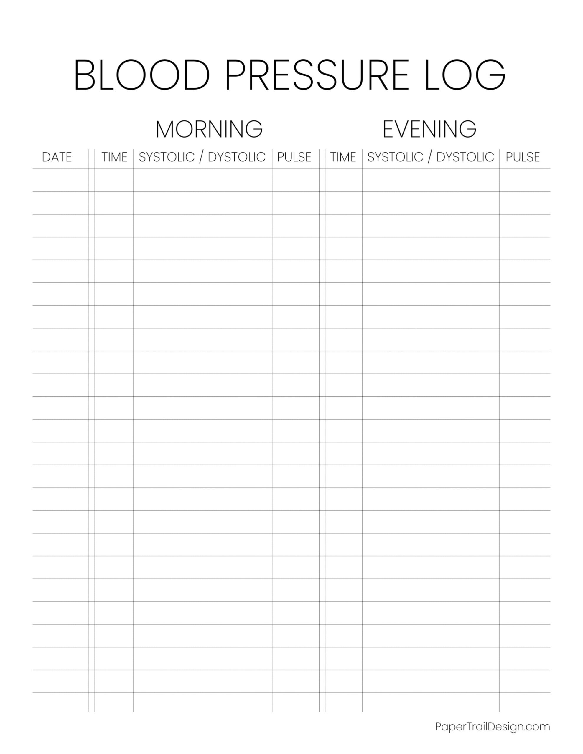 Free Blood Pressure Chart And Printable Blood Pressure Log