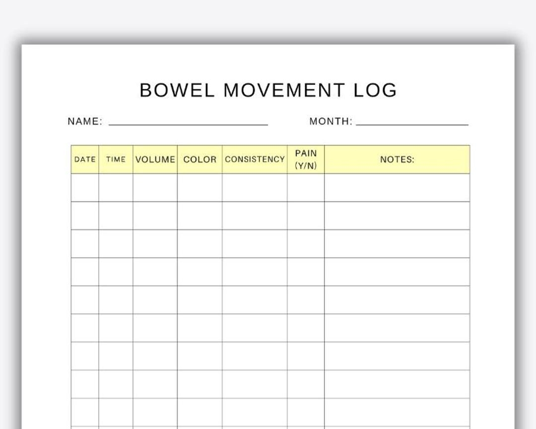 Bowel Movement Log Printable BM Sheet Bowel Movement Log Nurse Tracker Healthcare Template Daily Log Sheet Pooping Schedule Etsy