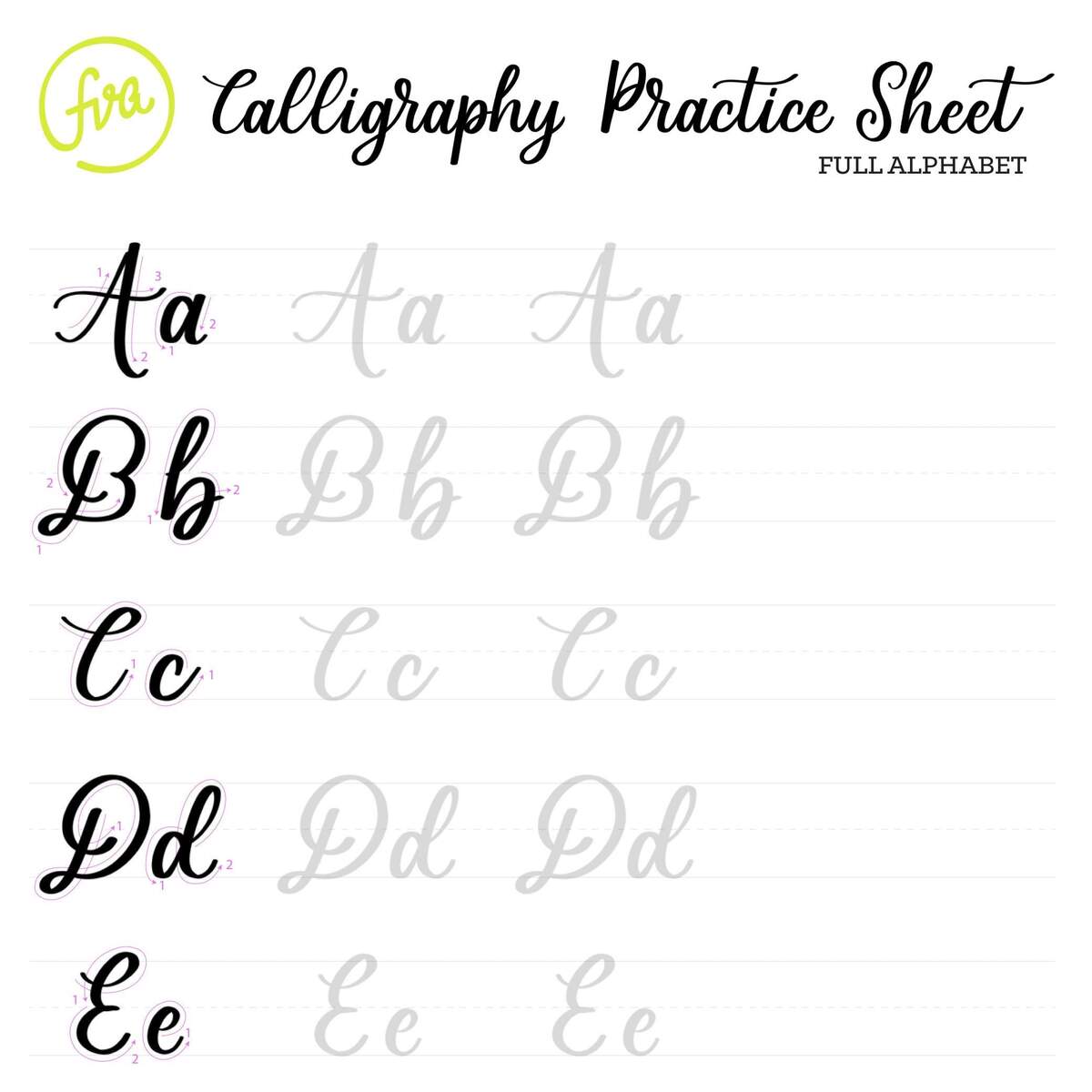 60 A Z Calligraphy Alphabet Examples Free Worksheets Loveleigh Loops