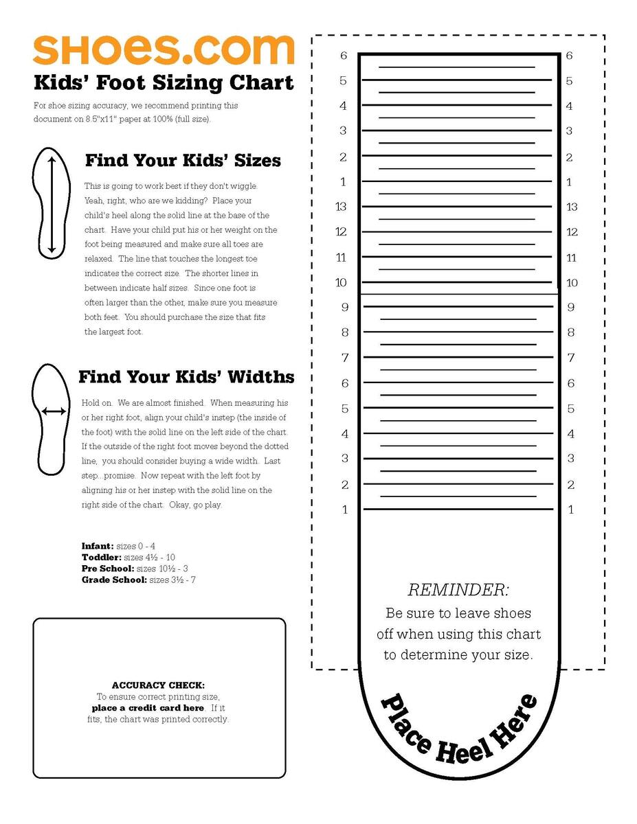 Children 039 S Shoe Size Measurement Chart Printable Toddler Feet What Size Shoe Month Old Easy Shoe Size Chart For Kids