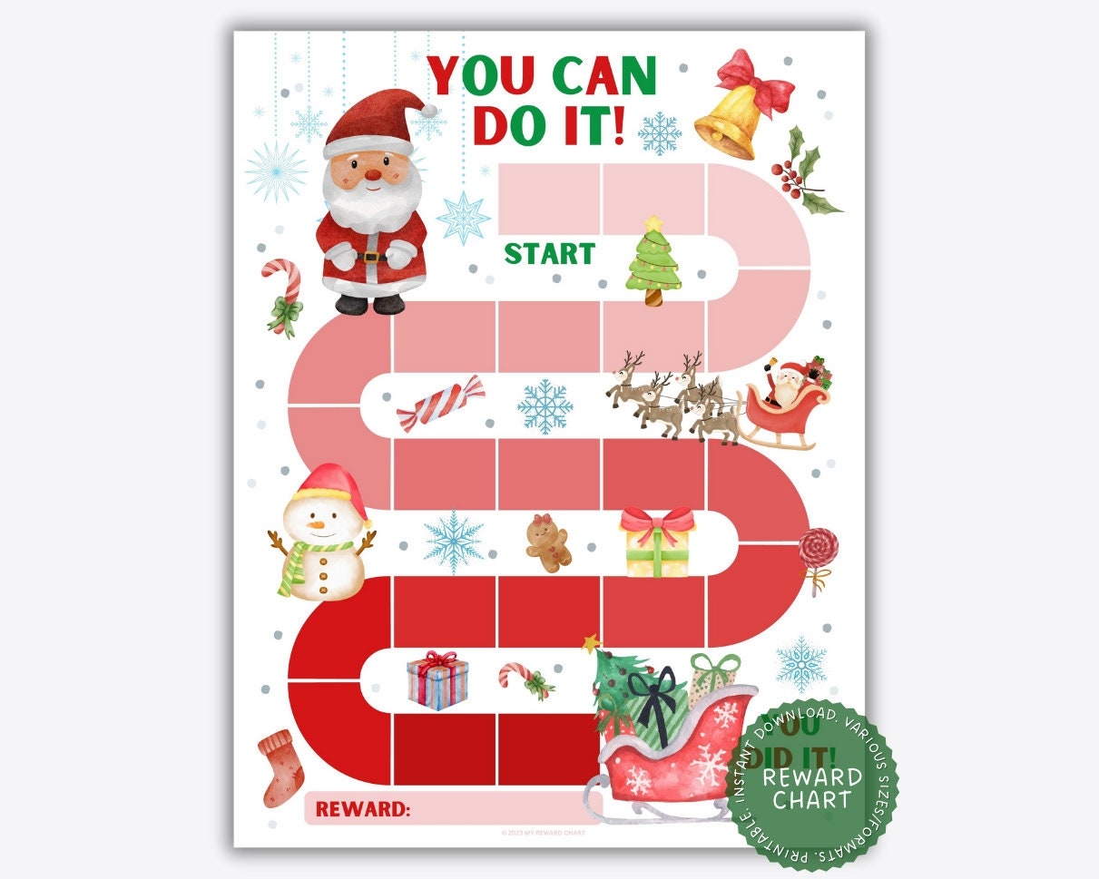 Christmas Santa Reward Chart Kids Potty Training Printable PDF Etsy