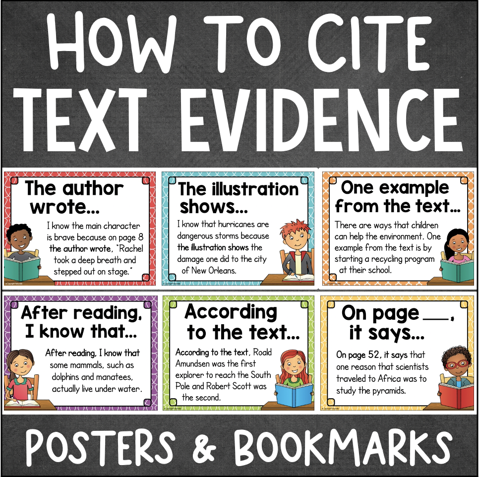CITING TEXT EVIDENCE Posters Bookmarks Made By Teachers