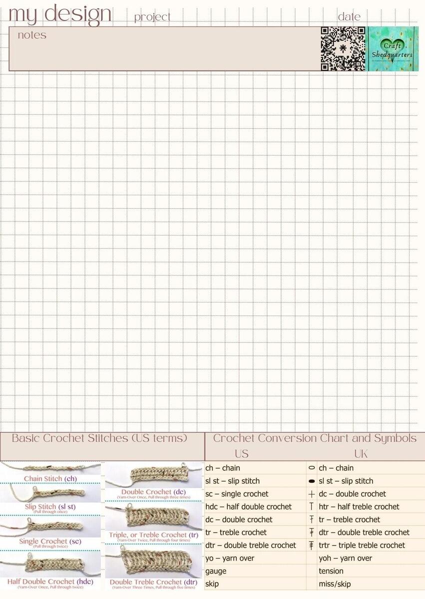 CSQ Graph Paper With Crochet Information Printable