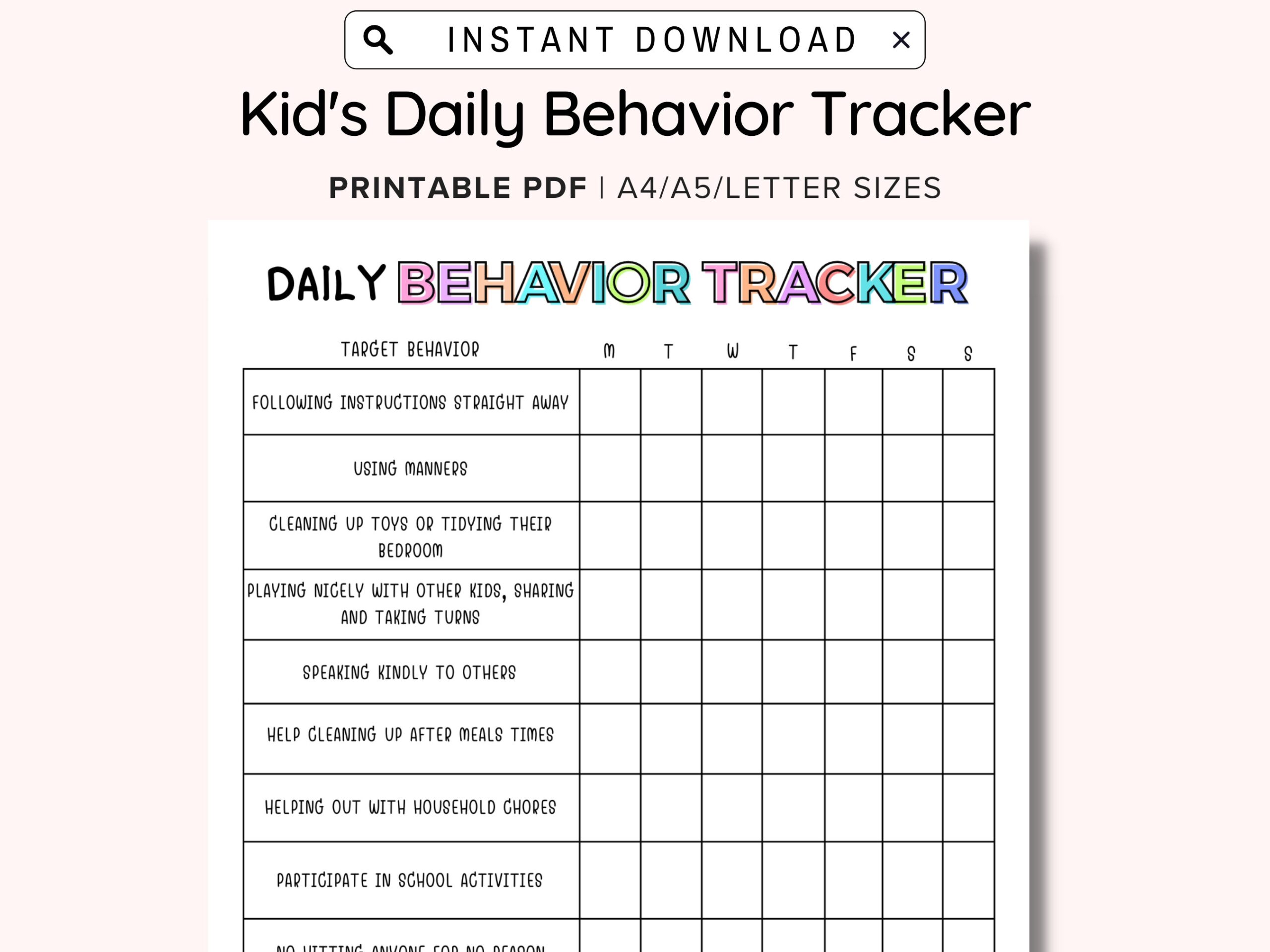 19 Printable Behavior Chart Templates For Kids TemplateLab