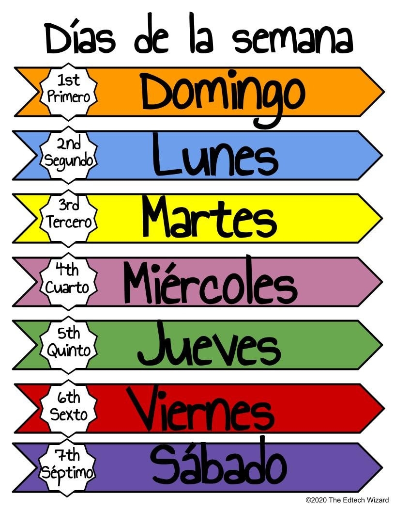 Days Of The Week Months Of The Year Printable Classroom Prop Calendar Spanish Etsy Ireland Days Of The Week Months Of The Year Printable Classroom Prop Calendar Spanish Etsy Ireland