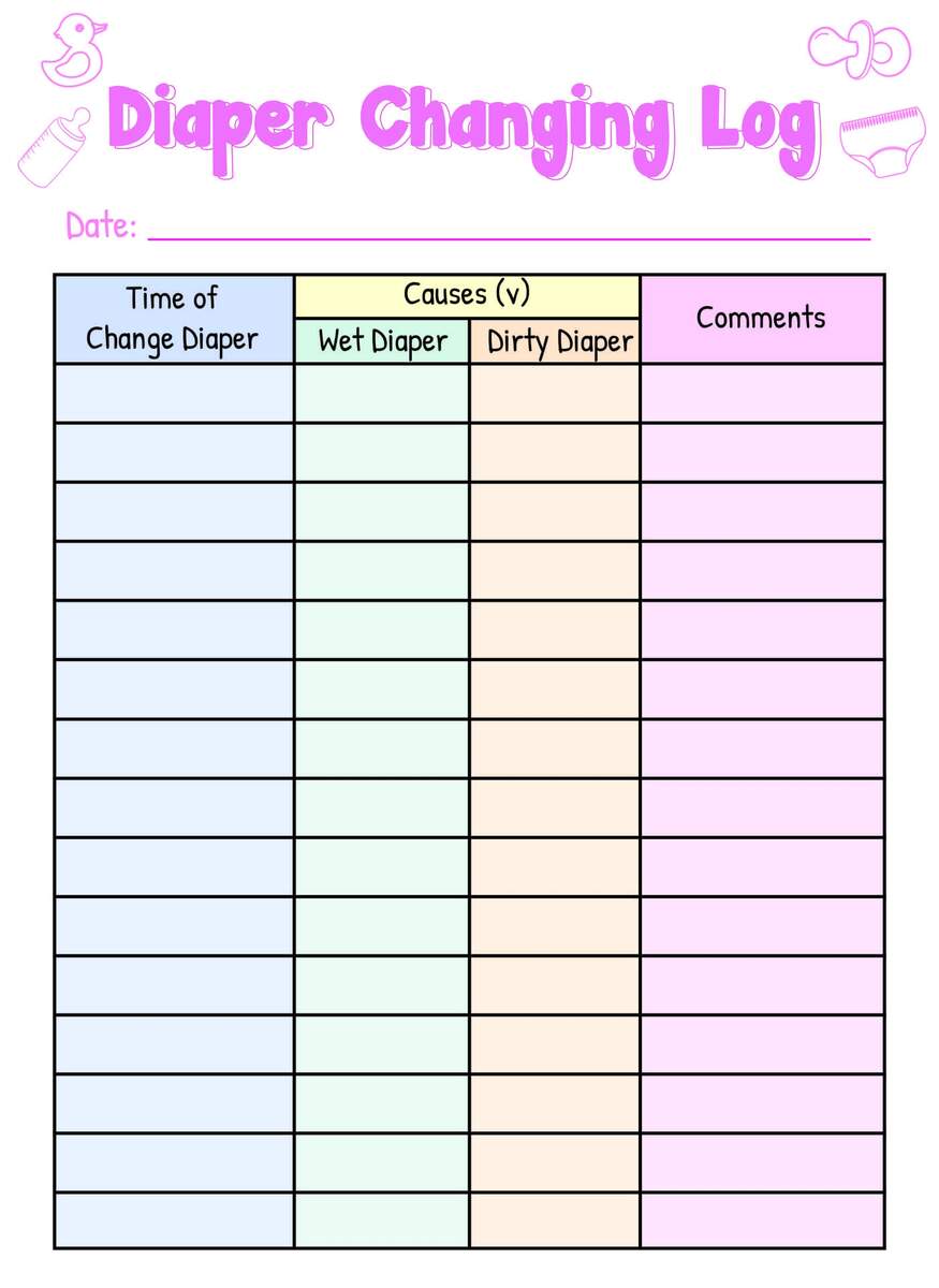 Diaper Changing Log 12 Free PDF Printables Printablee