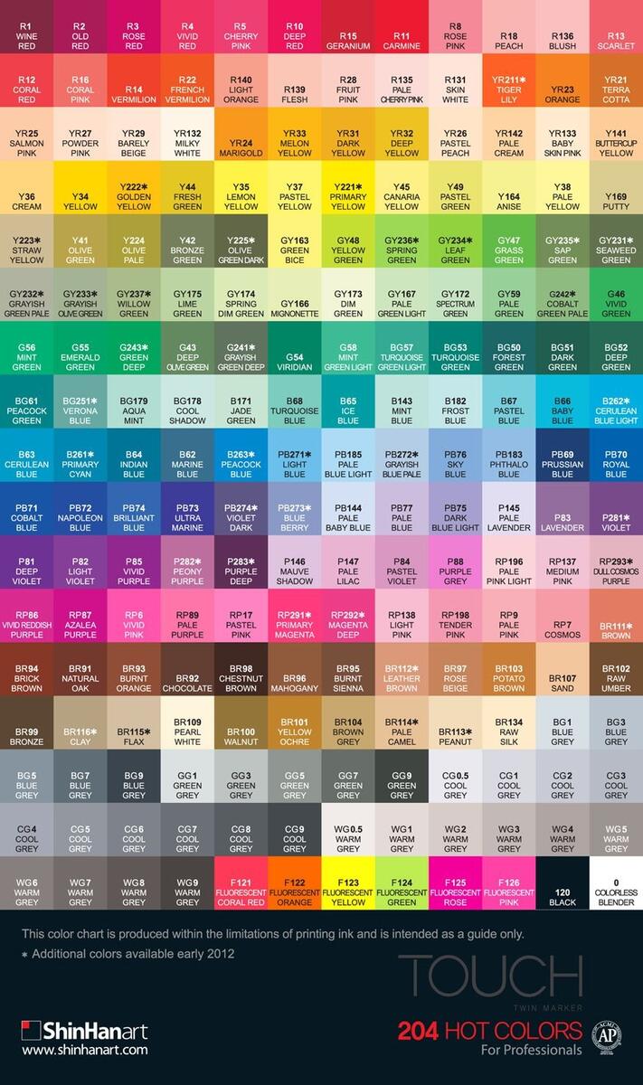 Dina Kowal Creative Touch Marker Color Charts