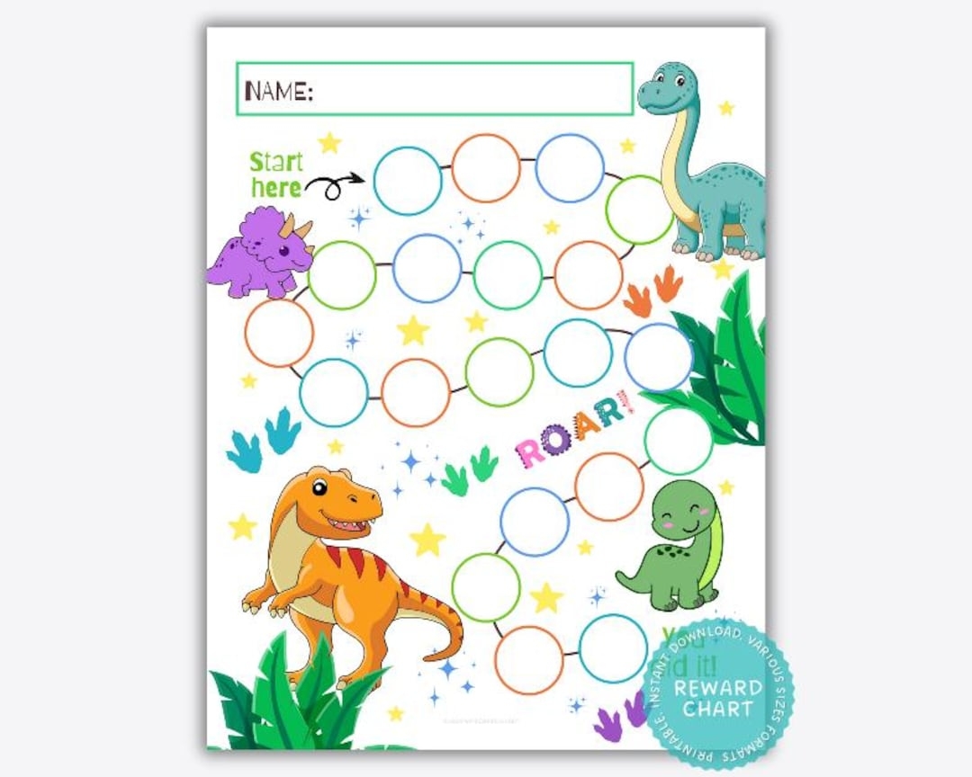 Dinosaur Stickers Printable Dinosaur Reward Chart Dinosaur Kids Potty Training Chart Instant Download Sticker Chart Toddler Reward Chart T Rex Toilet Training Stickers