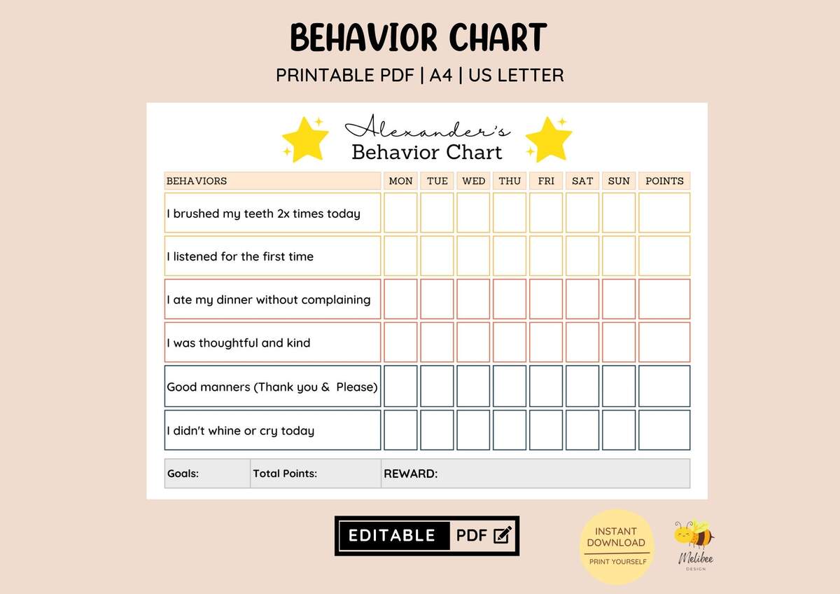 19 Printable Behavior Chart Templates For Kids TemplateLab
