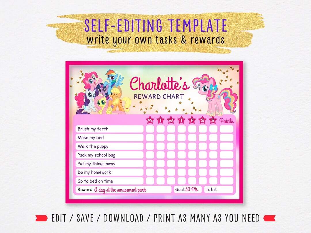 EDITABLE Reward Chart My Little Pony Behavior Reward Chart For Girls Chore Chart Daily Editable Checklist Printable Reward Chart For Kids Etsy EDITABLE Reward Chart My Little Pony Behavior Reward Chart For Girls Chore Chart Daily Editable Checklist Printable Reward Chart For Kids Etsy