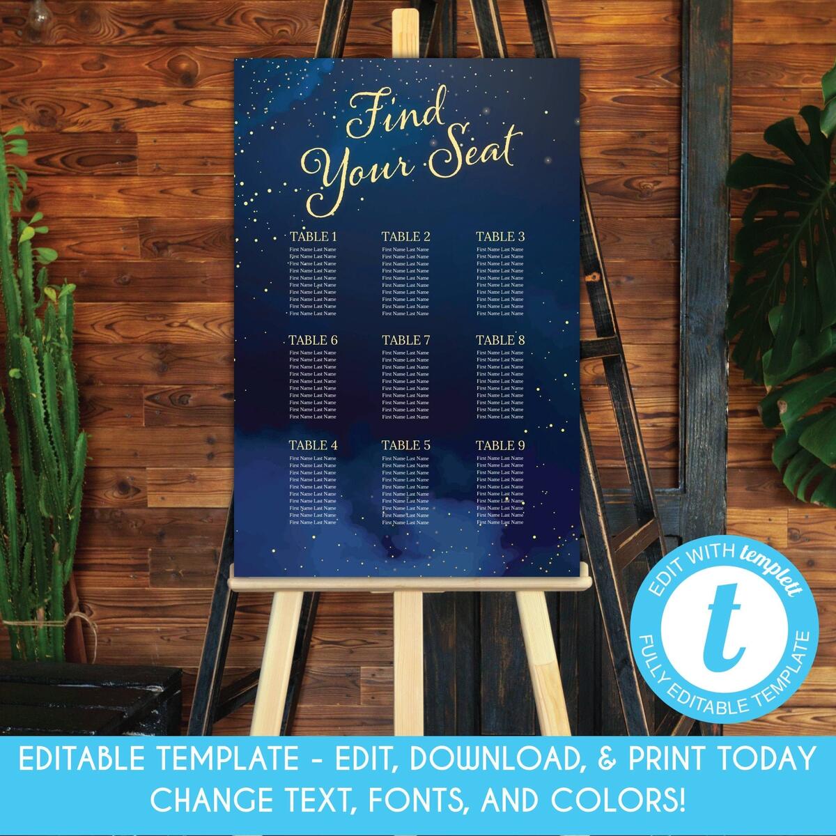 Blue Acrylic Wedding Seating Chart Plan EWSG076
