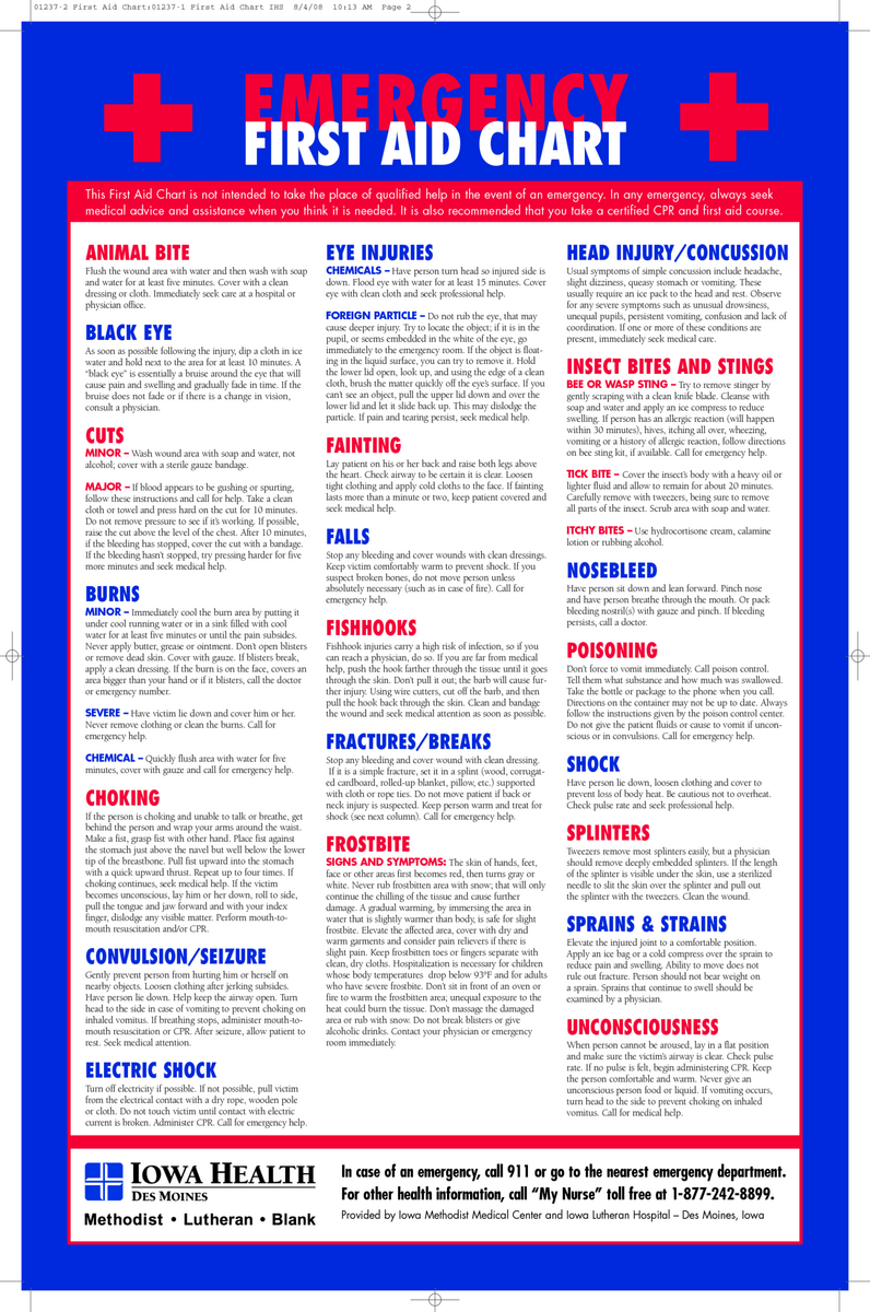 Emergency Medical Reference First Aid Medical Reference Guides 4 Laminated Charts For Home Workplace Emergency Care Home Medical Reference