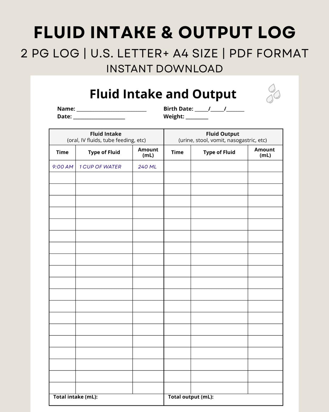 Fluid Intake Etsy
