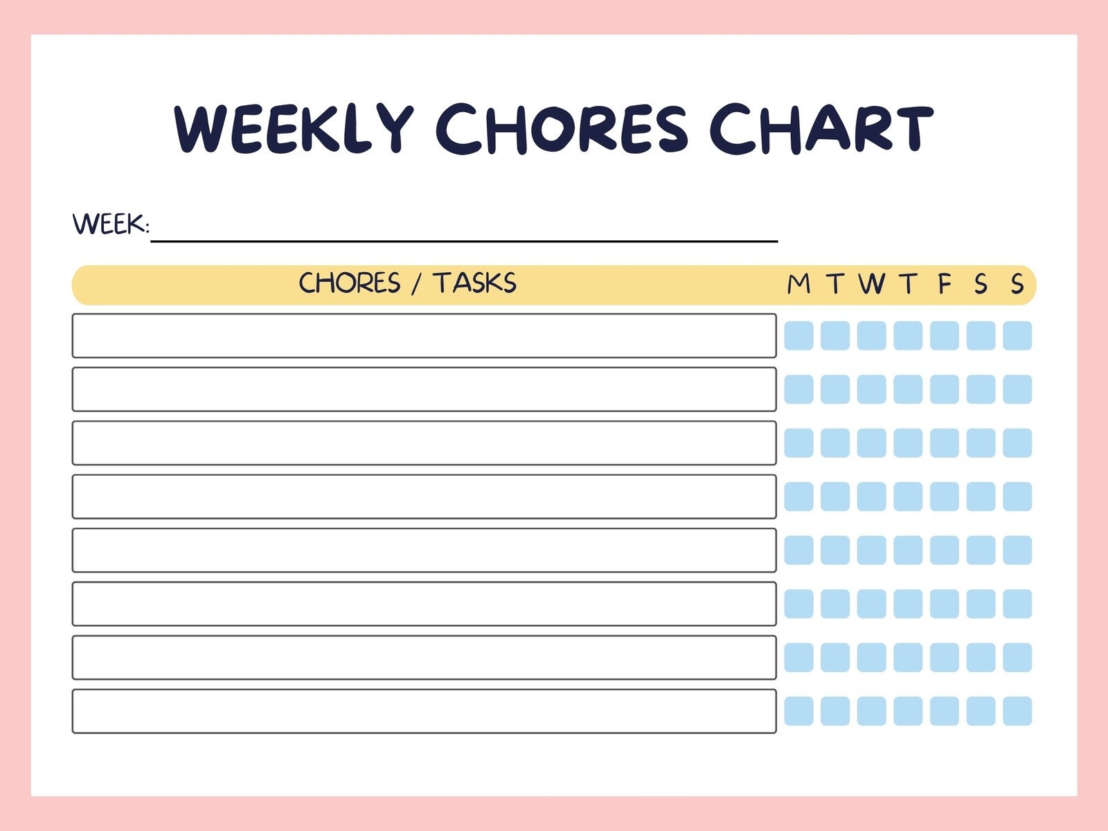 23 FREE Chore Chart Templates For Kids TemplateLab