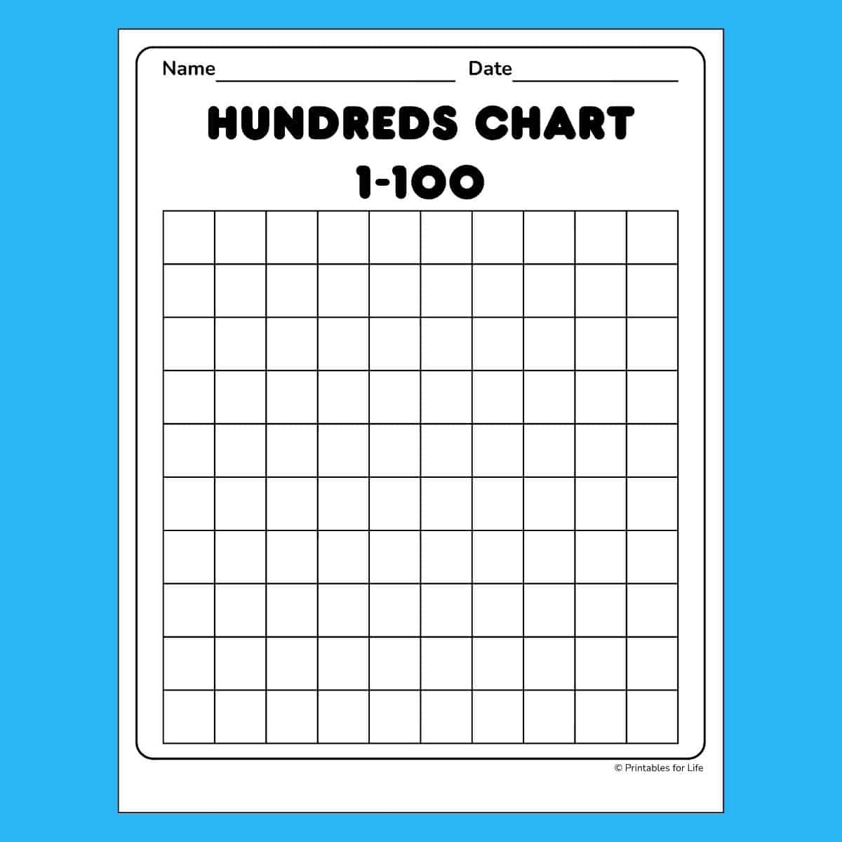 Free Blank Hundreds Chart Printable PDF Blank Hundreds Chart Math Digital Printable Etsy