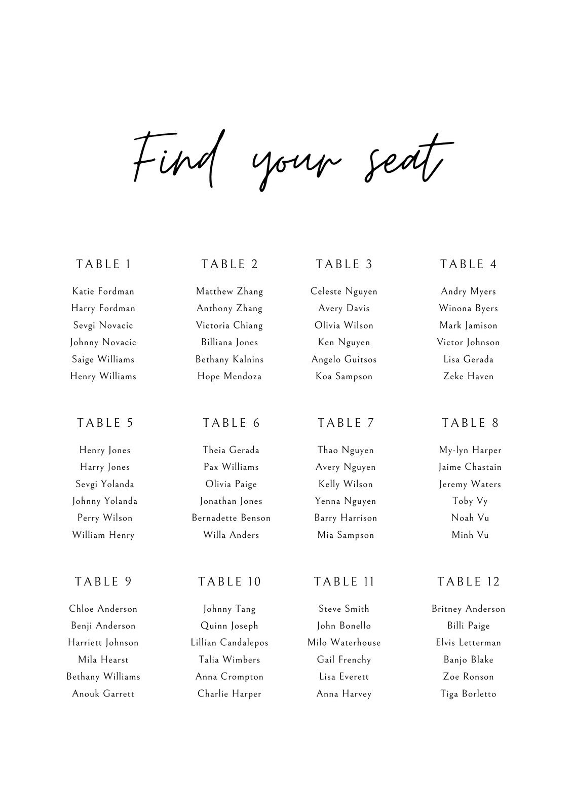 19 Great Seating Chart Templates Wedding Classroom More