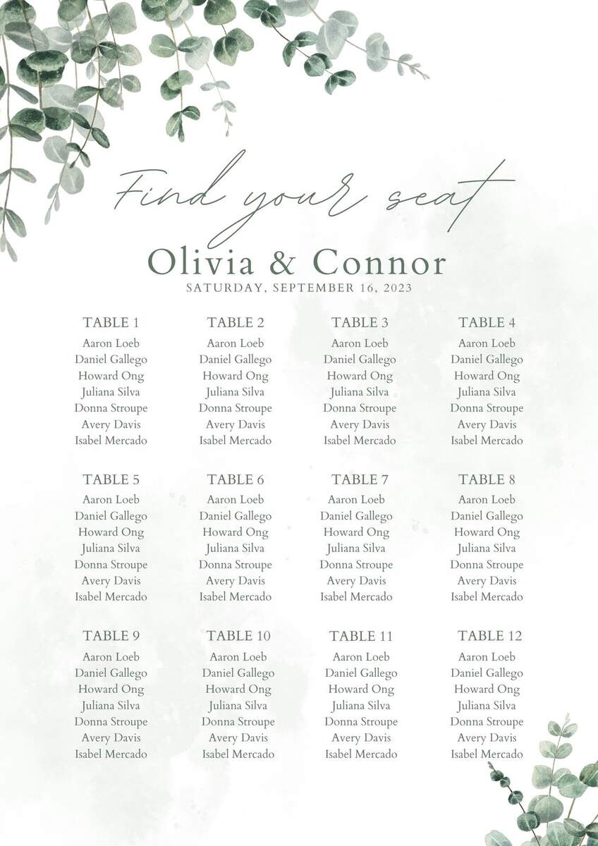 Free Custom Printable Wedding Seating Chart Templates Canva Free Custom Printable Wedding Seating Chart Templates Canva