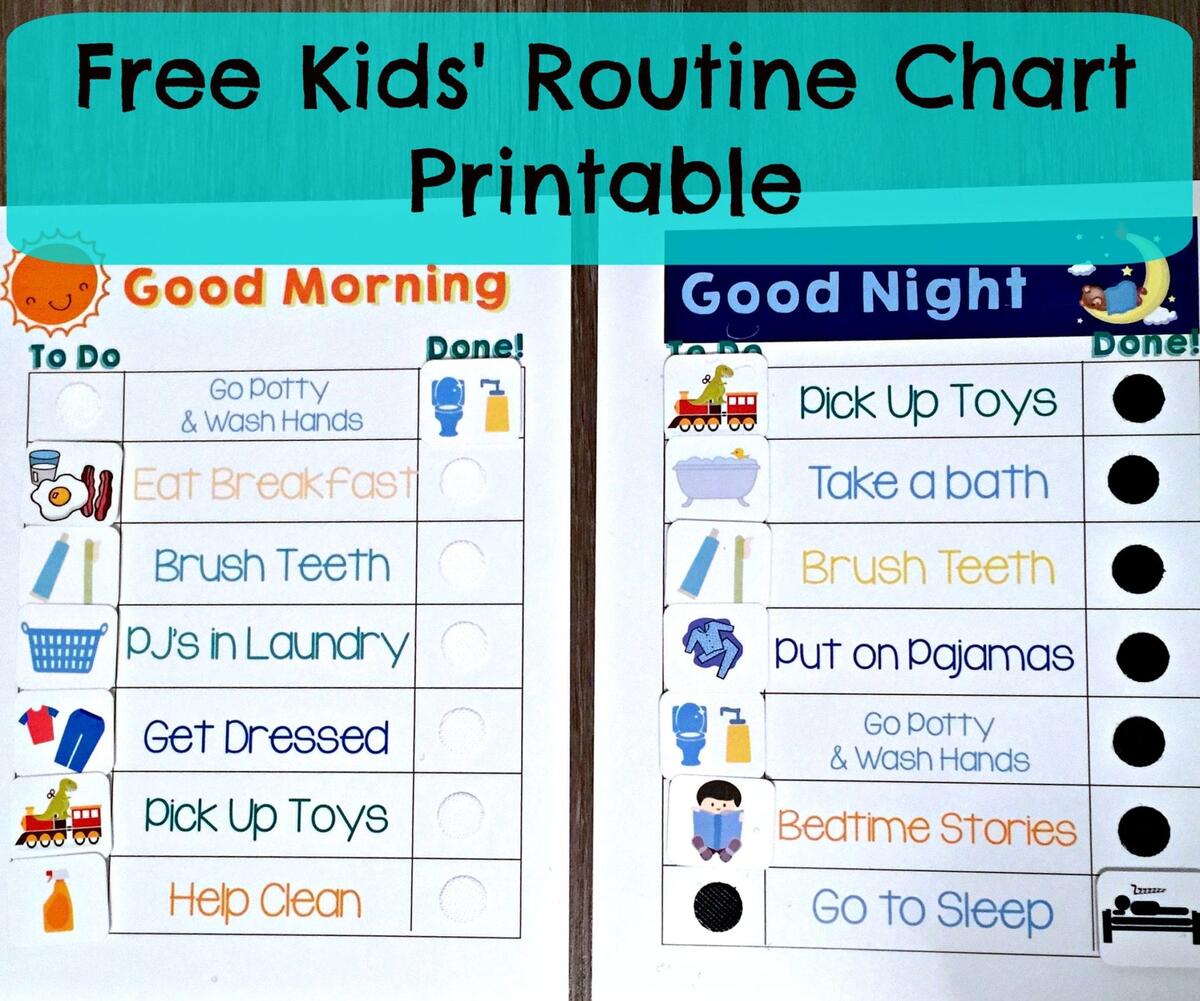 Free Kids Routine Charts Free Printable Kid S Daily Routine Chart Template The Incremental Mama