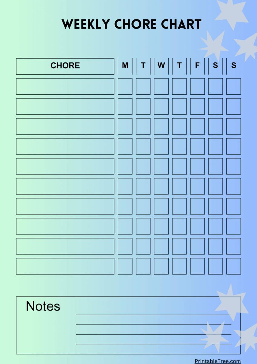 Free Printable Weekly Chore Charts Paper Trail Design