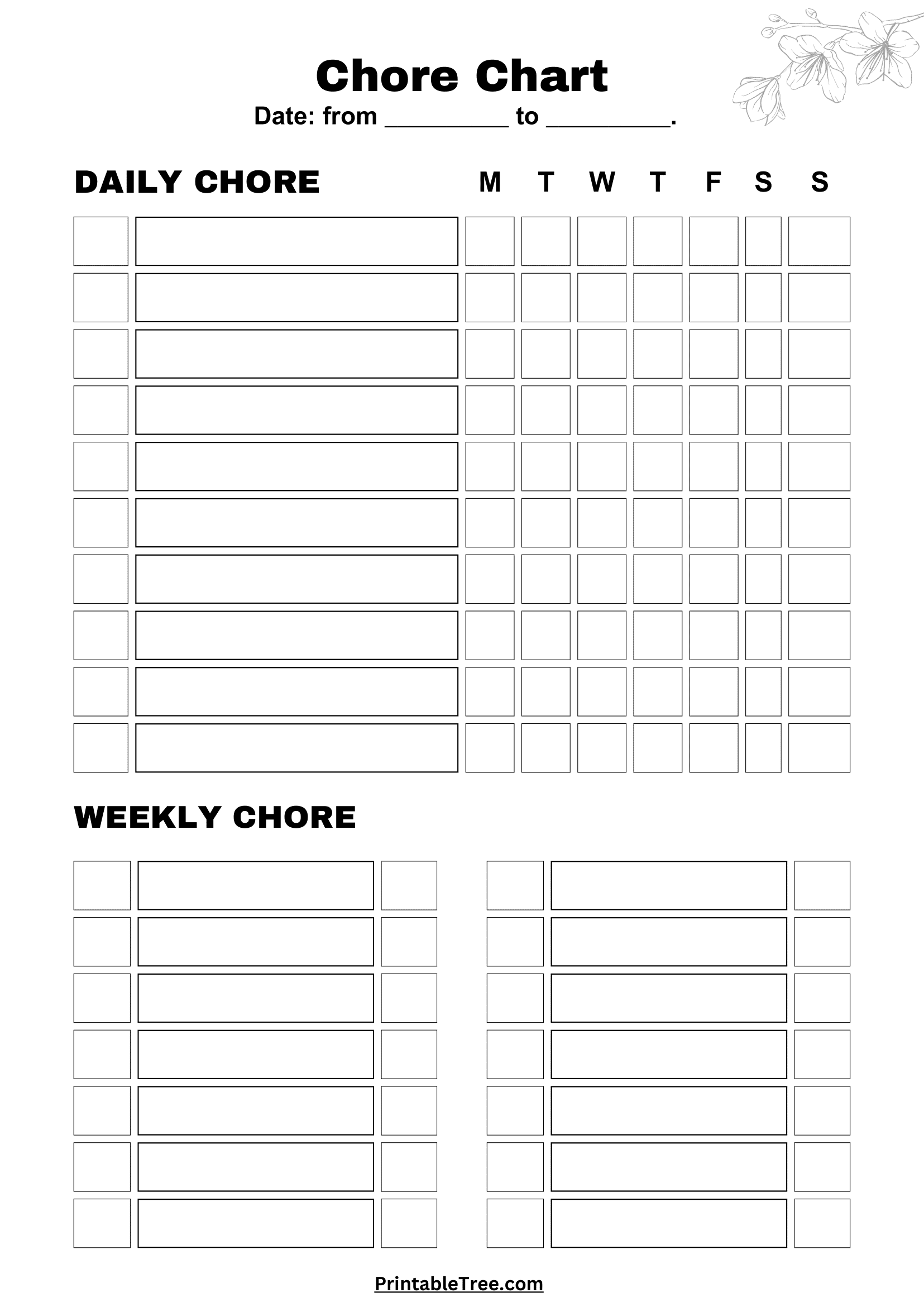 Download Printable Reward Chore Chart Template PDF