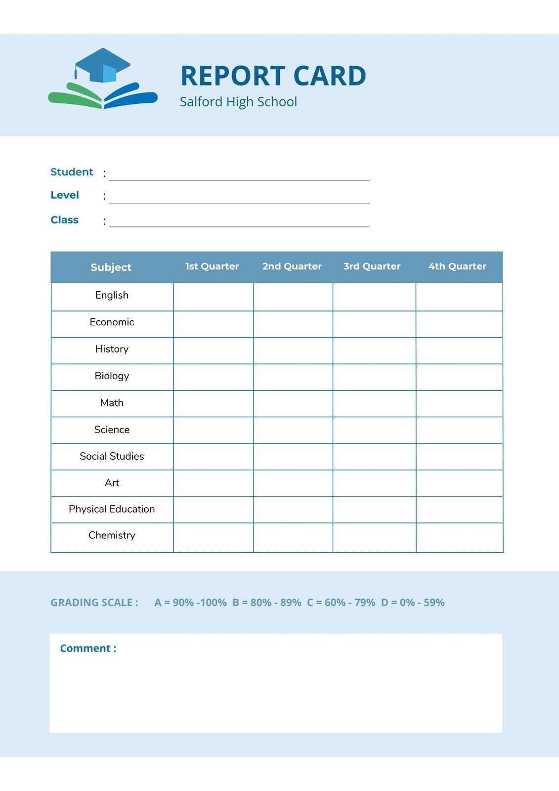 Free Custom Printable College Report Card Templates Canva