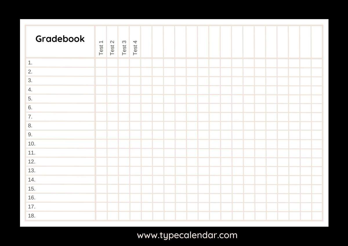 Free Printable Gradebook Templates PDF Excel Word Google Sheets