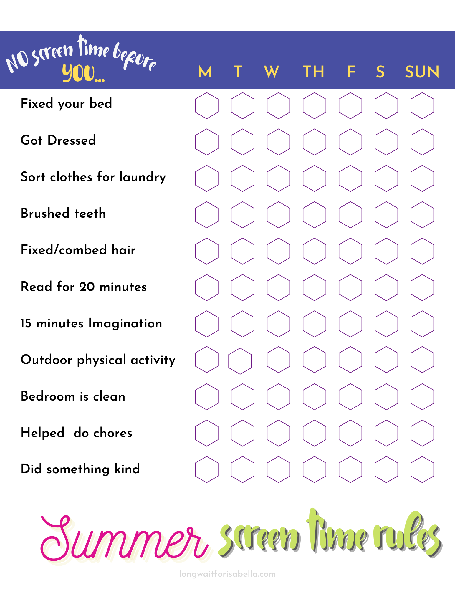 Editable Screen Time Chart Kids Printable Digital Screen Time Chore Chart Kids Chore Checklist Chore List Screen Time Tracker PDF Etsy Sweden