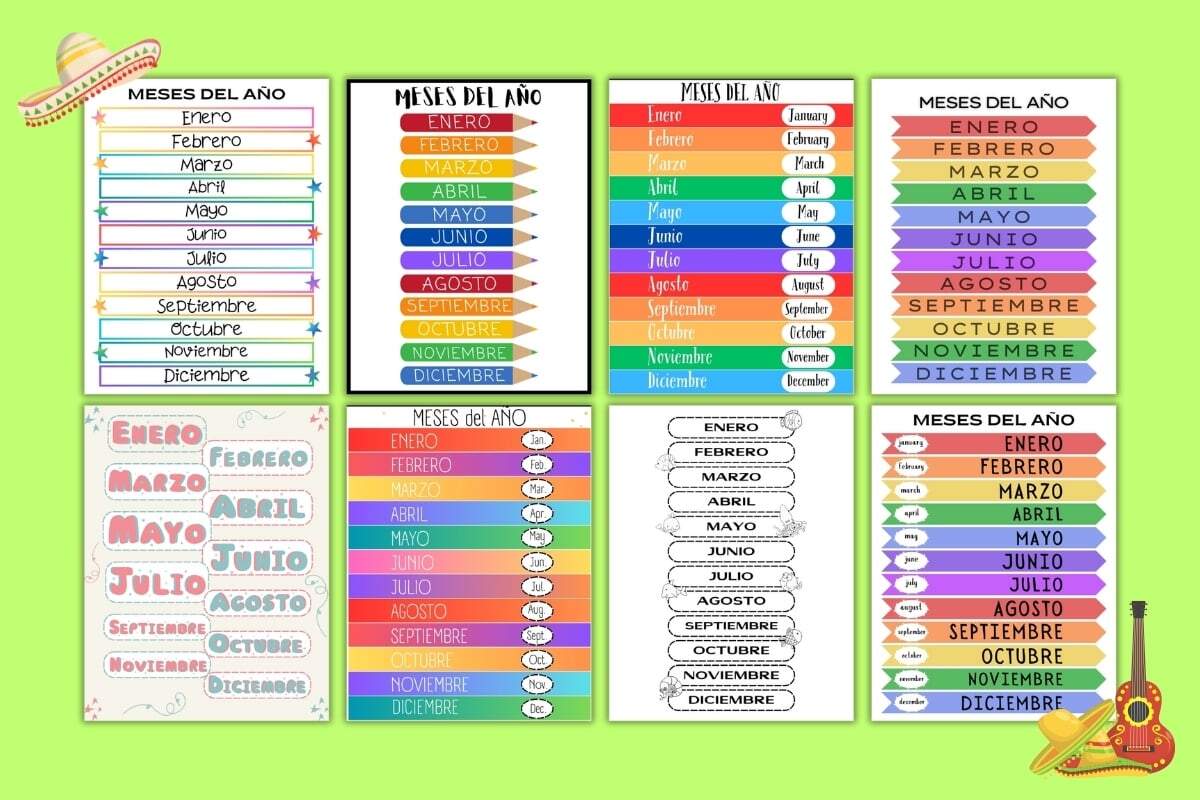 Free Printable Spanish Months Of The Year Charts Free Printable Spanish Months Of The Year Charts