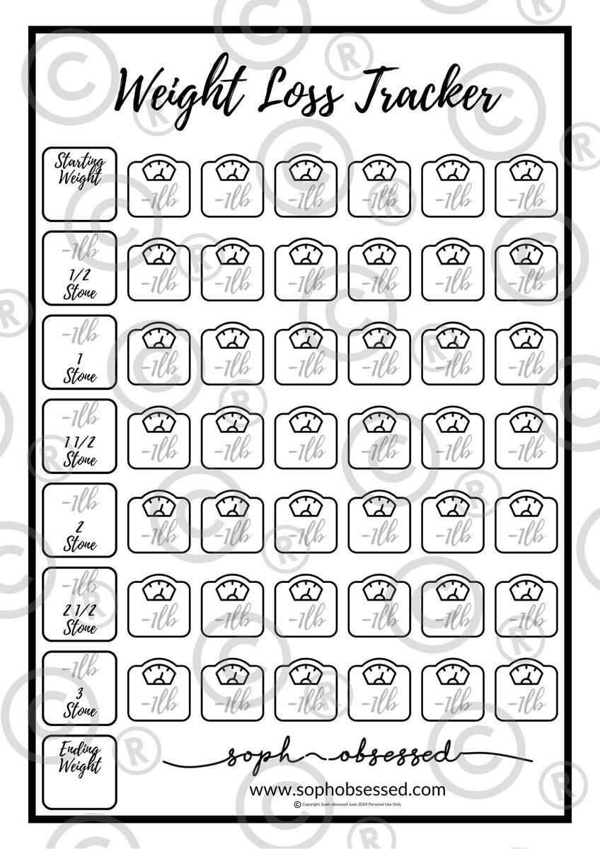 Weight Loss Tracker Journal Printable Weight Loss Chart Weight Loss Goal Tracker Week Weigh In INSTANT Download PDF A4 A5 Half LETTER Etsy Norway