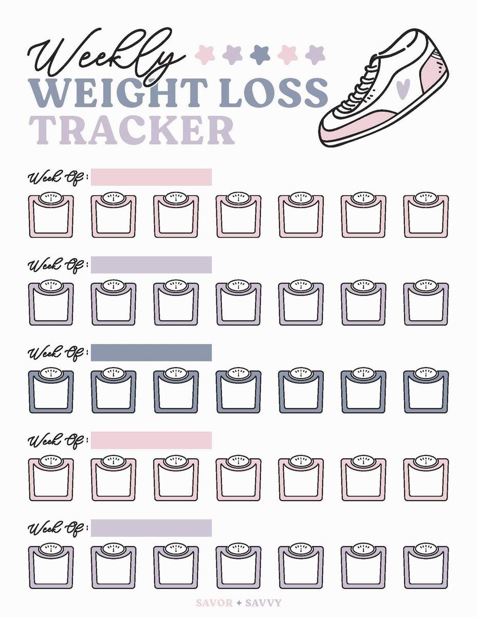 Free Weight Loss Tracker Printable Savor Savvy