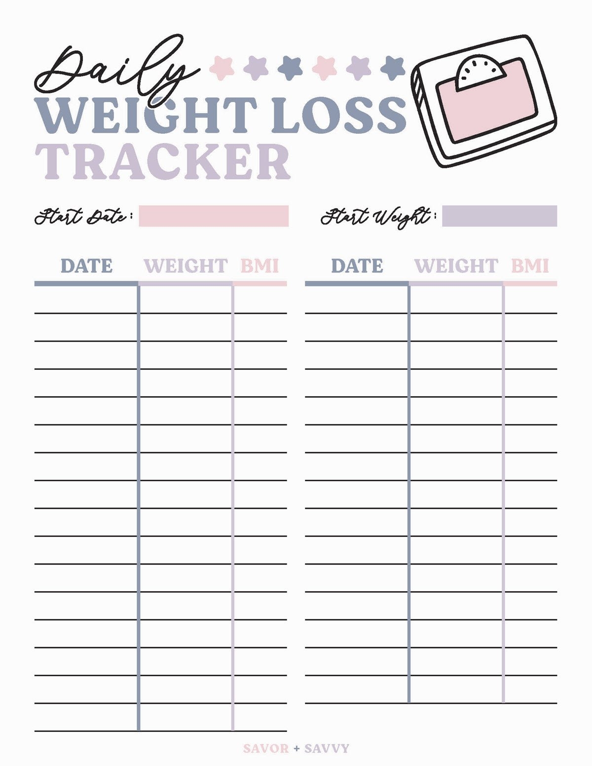 Weight Loss Tracker Printable Digital Pdf Weightloss Journal Daily Weekly Monthly Weight Log Record Sheet Health Fitness Exercise Tracker Etsy