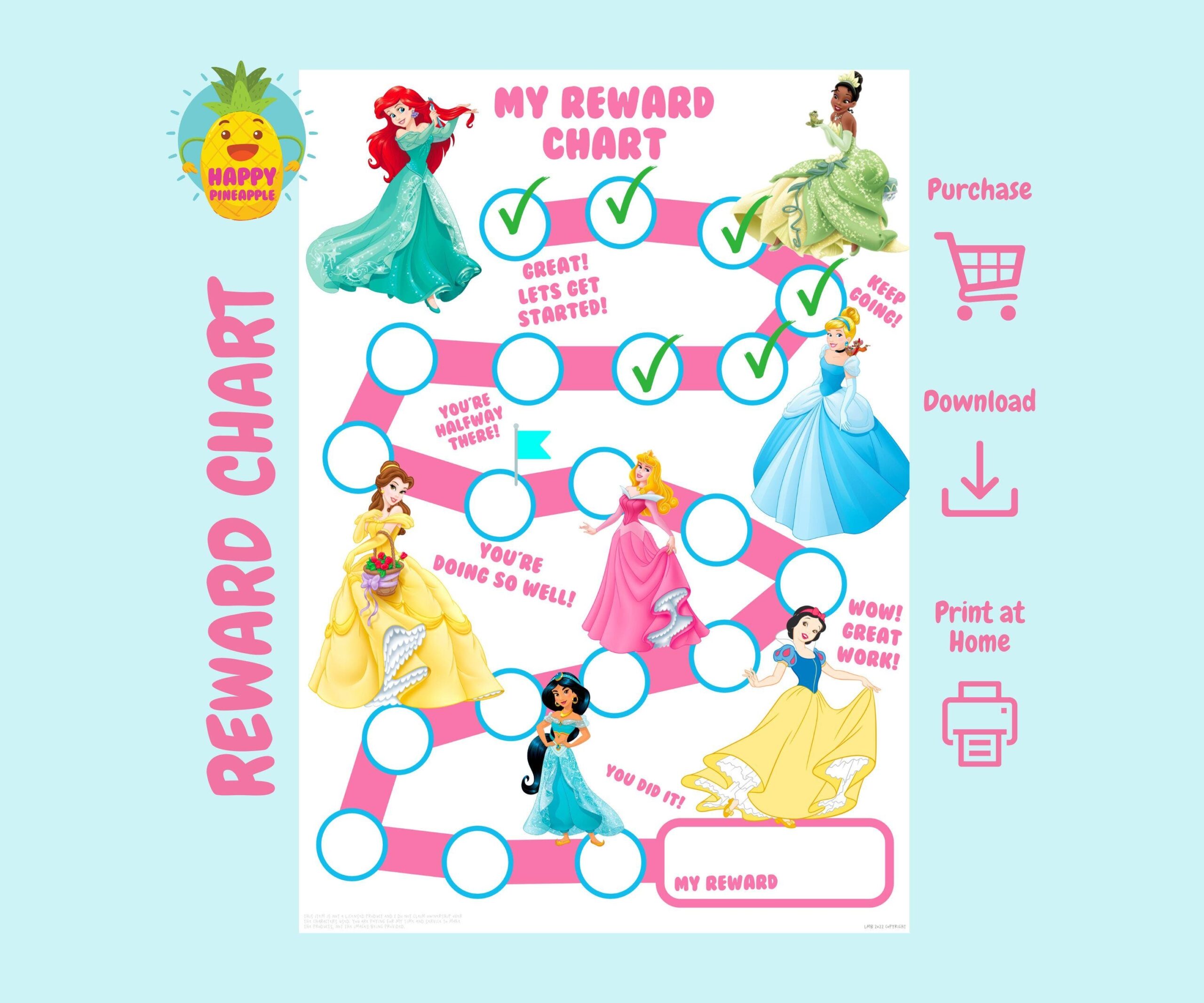 Girls Princess Reward Chart For Kids Chore Chart Behaviour Chart Printable Reward Chart Sticker Chart Girls Reward Chart Etsy