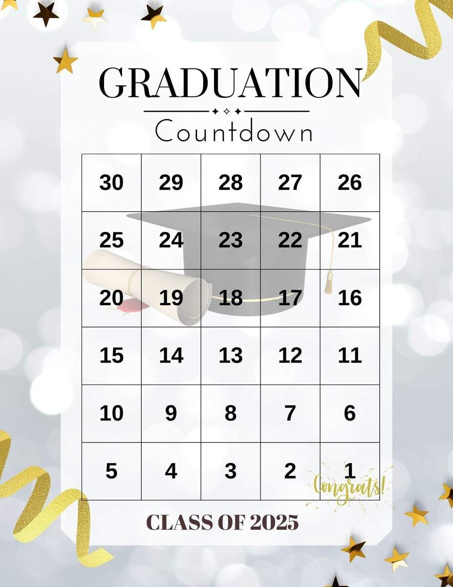 Graduation Countdown Calendar Printable Graduation Ceremony Commencement College Graduation High School Graduation University Graduation Etsy Graduation Countdown Printable Graduation Ceremony High School Commencement College Graduation A4 A5 US Letter Graduation Countdown Etsy