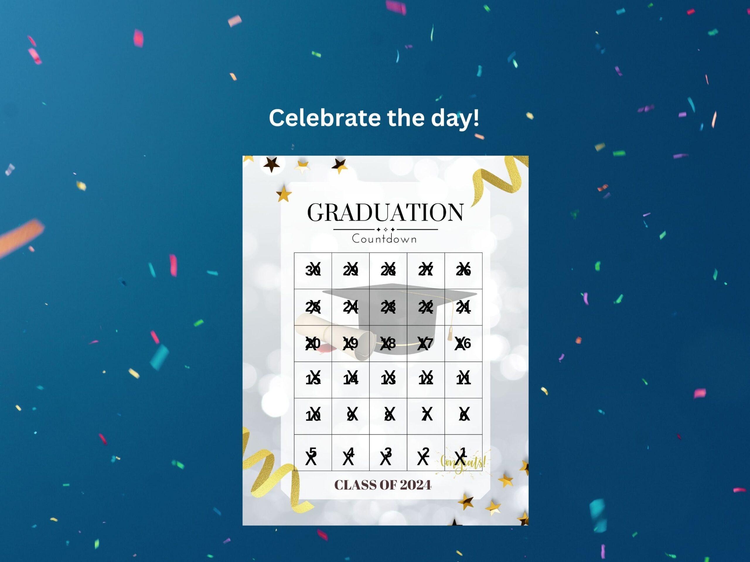 Graduation Countdown Calendar Printable Graduation Ceremony Commencement College Graduation High School Graduation university Graduation Etsy