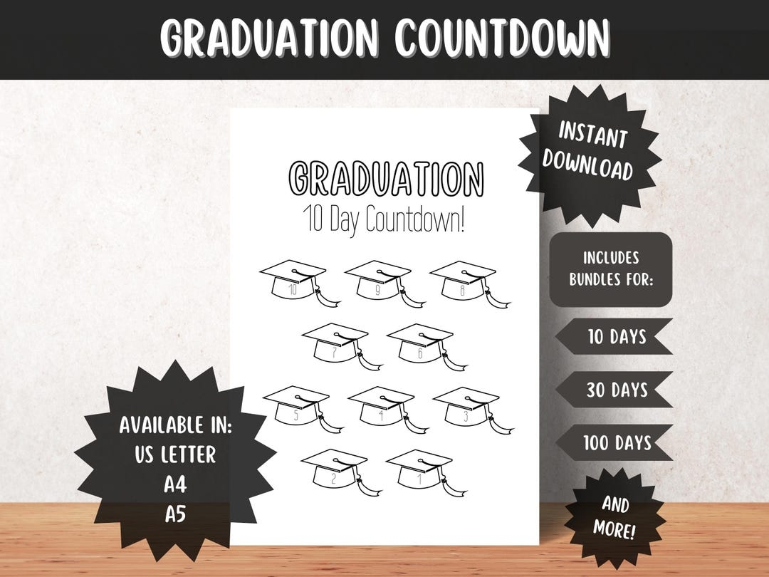Graduation Countdown Printable Graduation Ceremony High School Commencement College Graduation A4 A5 US Letter Graduation Countdown Etsy Graduation Countdown Printable Graduation Ceremony High School Commencement College Graduation A4 A5 US Letter Graduation Countdown Etsy